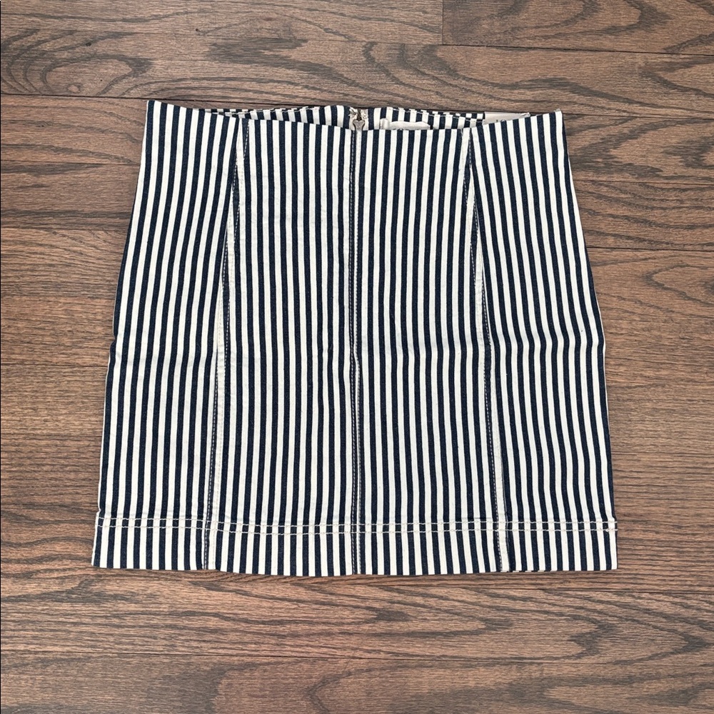 Jolt Navy and White Striped Mini Skirt